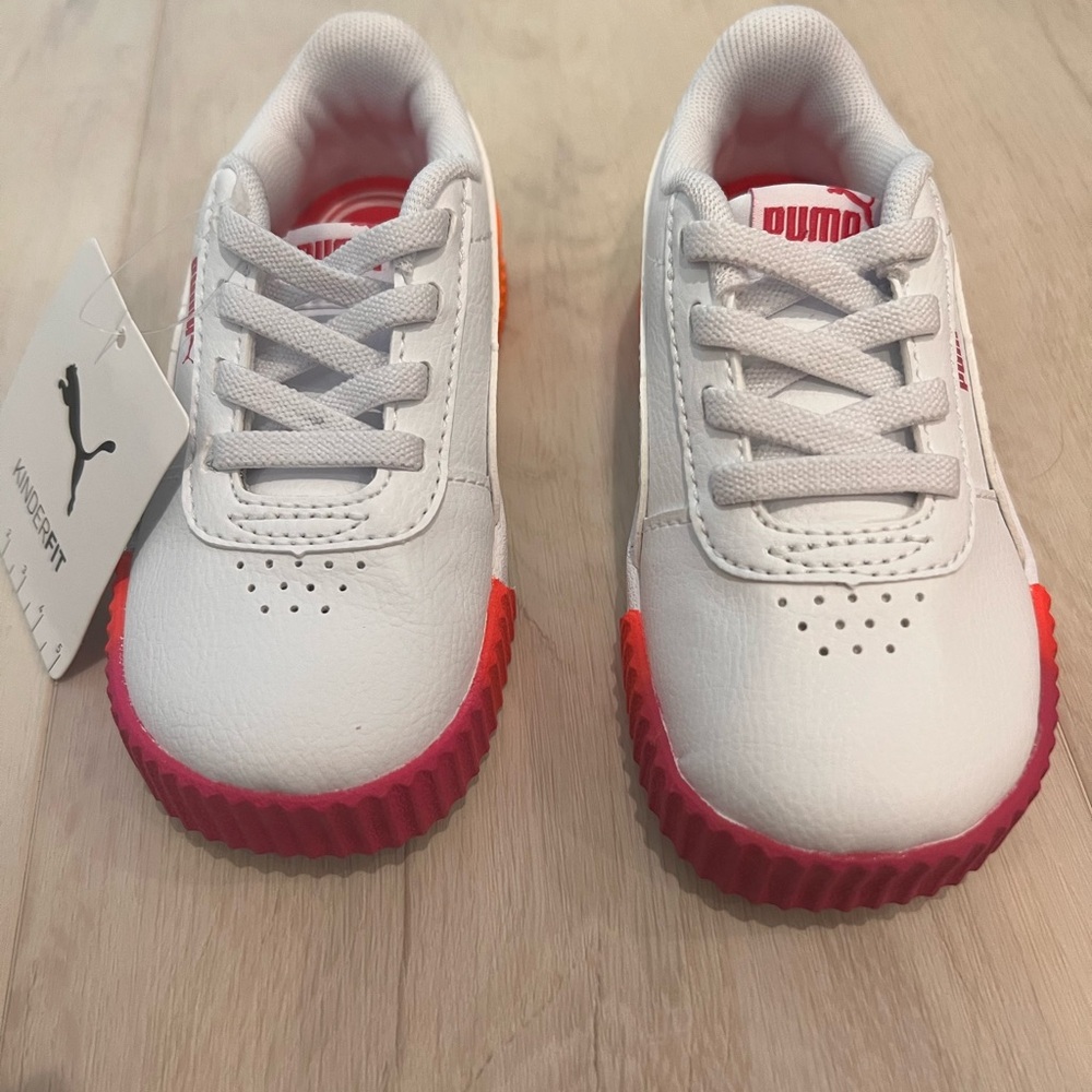 Puma Kids White and Vibrant Rainbow Kids Girls Toddler Sneakers